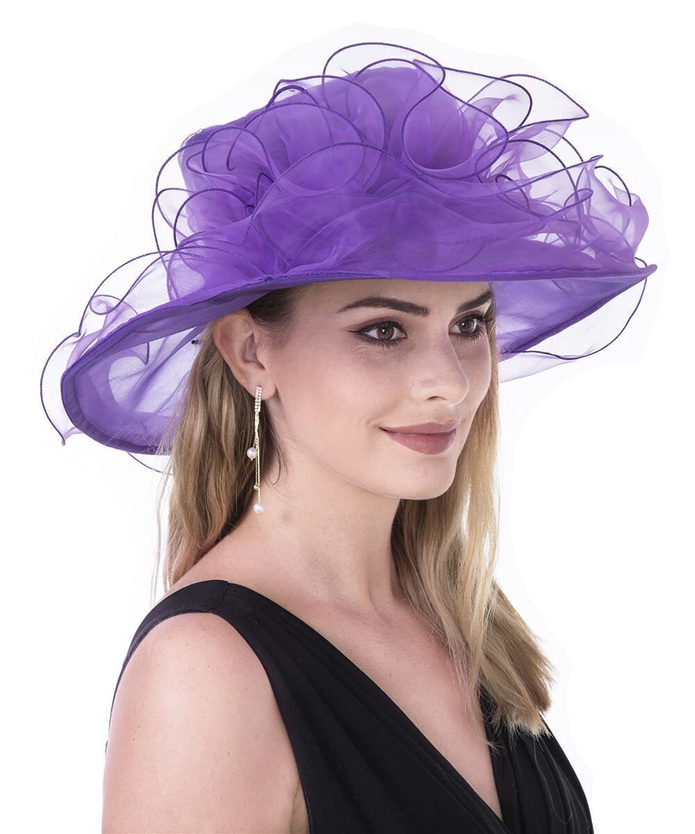 7760 Derby Church Dress Hat Wide Brim Leaf Flower Bridal Shower HatWave